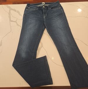 Gap Long & Lean Mid Rise Flare Leg Stretch Denim Blue Jeans Womens 30 Tall